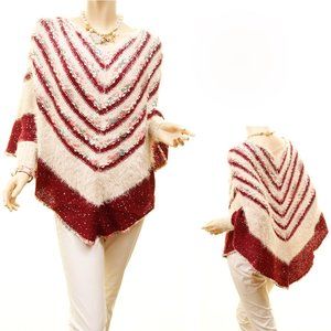 Paris Chevy Striped Sequin Sweater Poncho - 0569